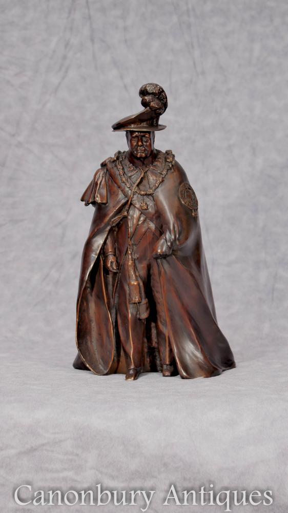 Bronze Winston Churchill Statue - Casting in Garter Robes British Prime Minister