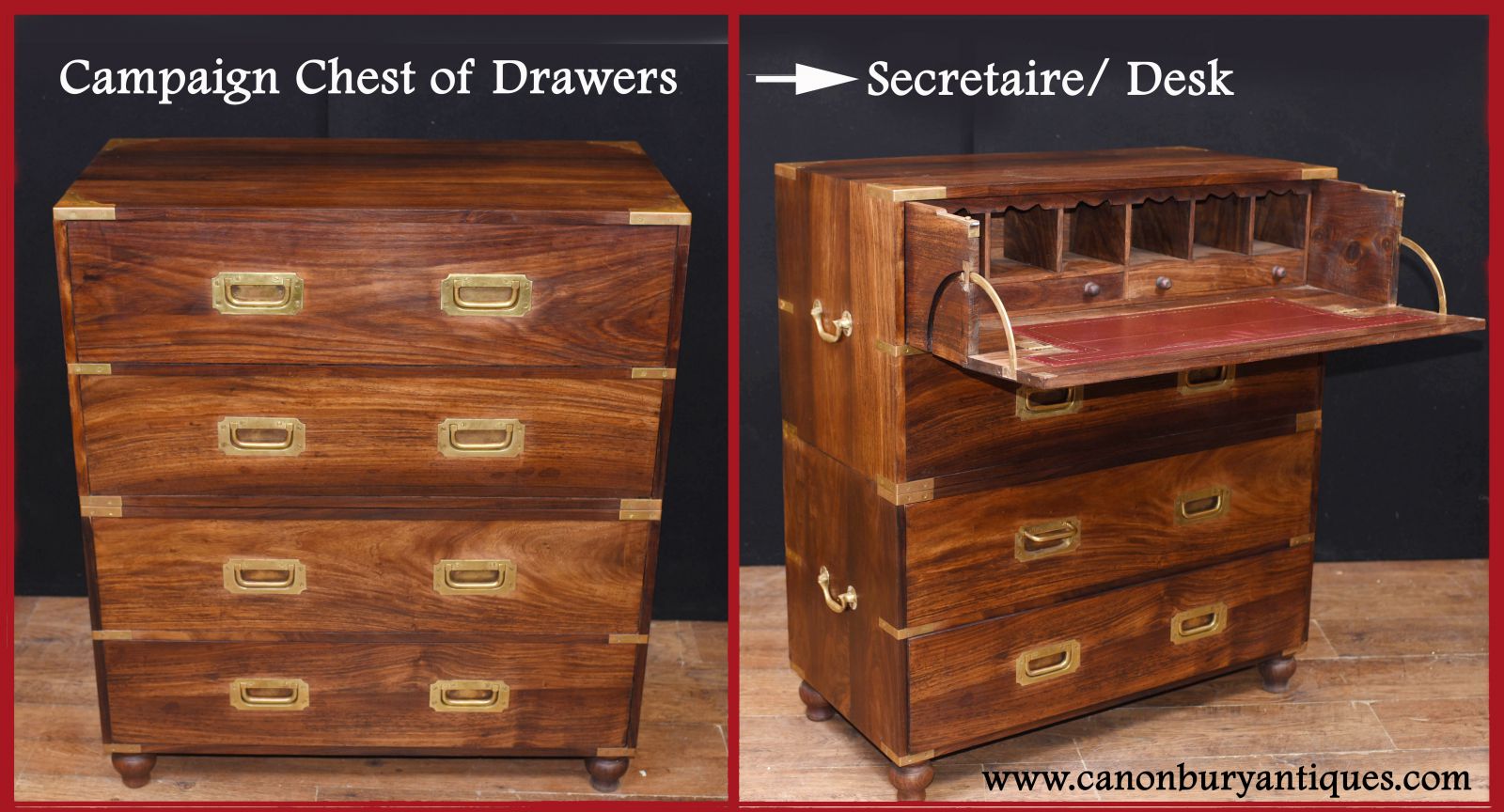Campaign chest of drawrs desk