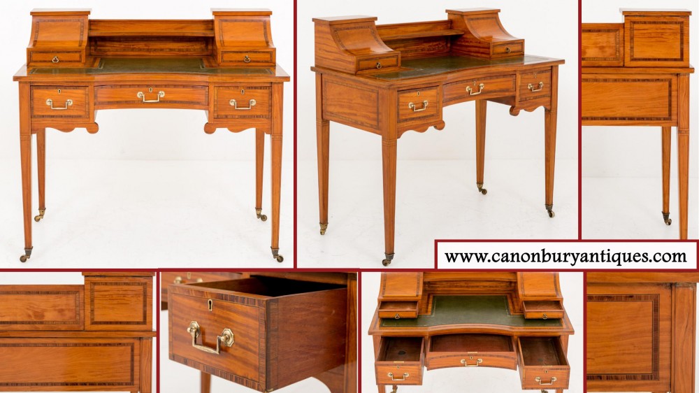Carlton House Desk Regency Circa 1880 Satinwood
