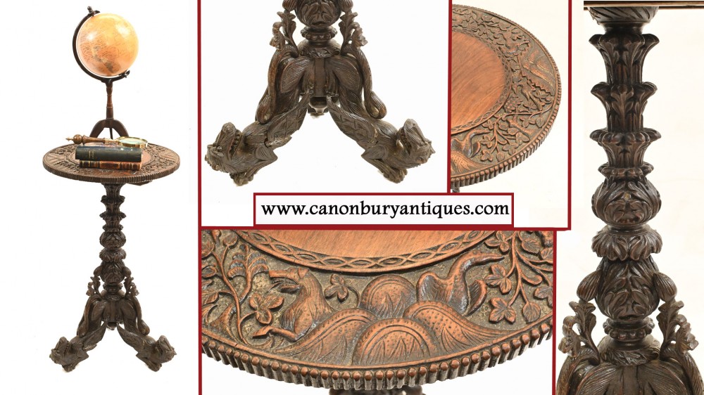 Carved Burmese Side Table - Antique Burma 1890