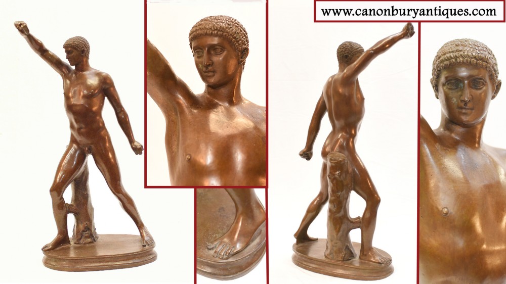 Classical Bronze Roman Athlete Statue - Grand Tour Nude Figurine