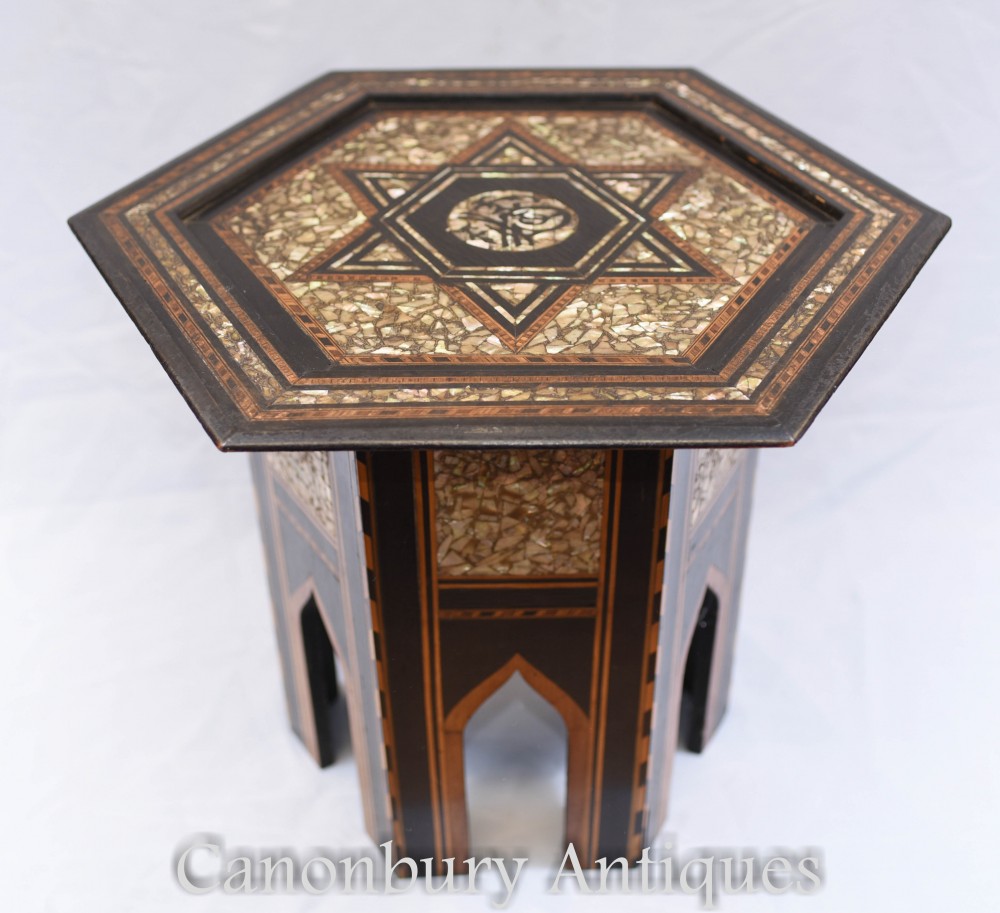 Damascan Inlay Side Table Octagonal Top