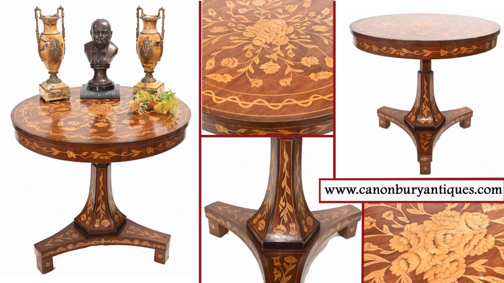 Dutch Marquetry Centre Table - Marquetry Inlay Dining Tables