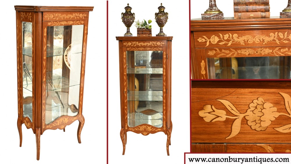 Dutch Marquetry Display Cabinet Inlay Bijouterie
