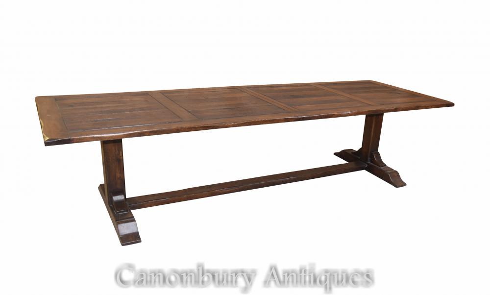 Oak refectory table with a trestle table look