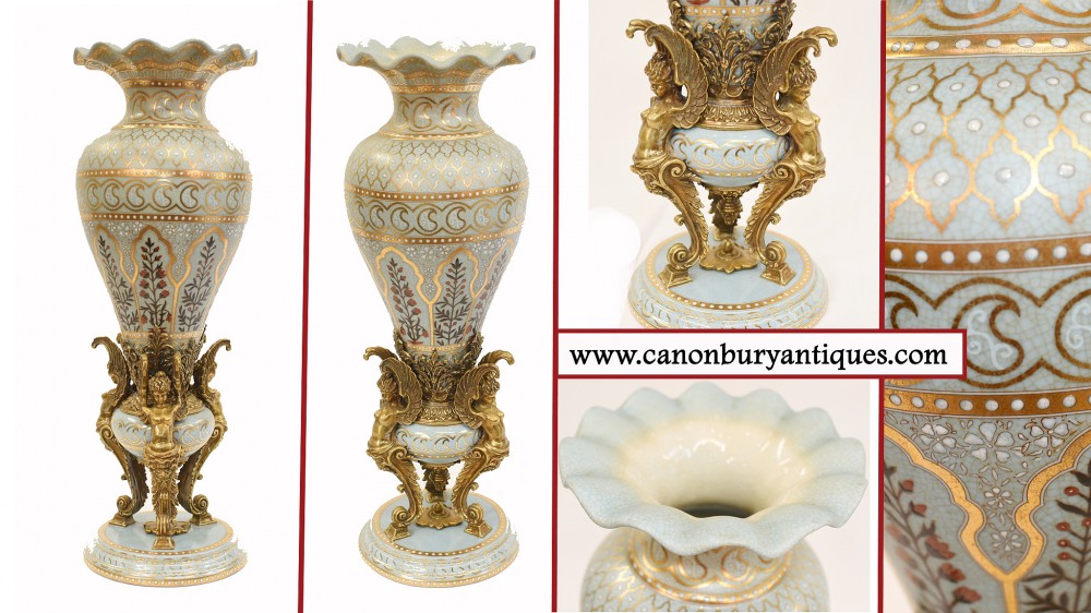 French Art Nouveau Porcelain Vase - Winged Caryatid