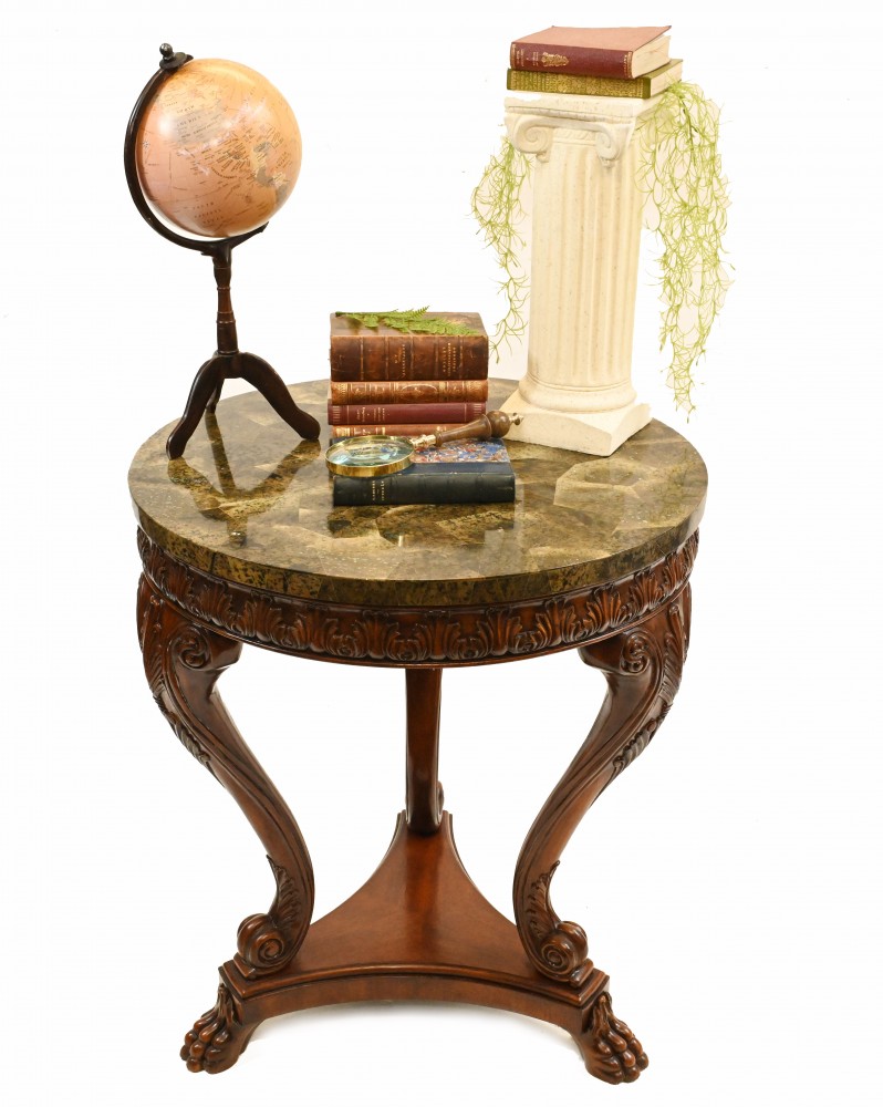 French Gueridon Side Table Marble Top