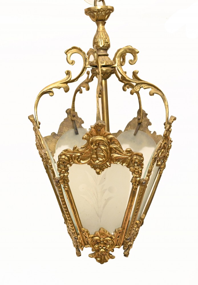 French Hall Lantern Rococo Ormolu Light