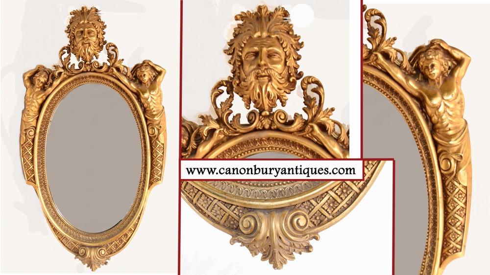 French Oval Mirror Gilt - Caryatids Classical Interiors