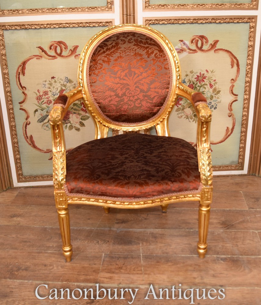 French Gilt Salon Chair Armchair Fauteuil Circa 1930