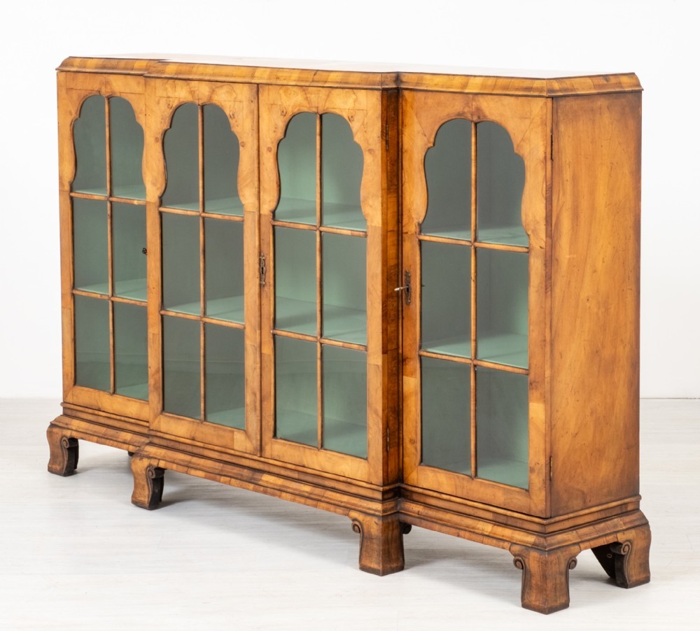 Georgian Cabinet Bookcase Walnut Antique