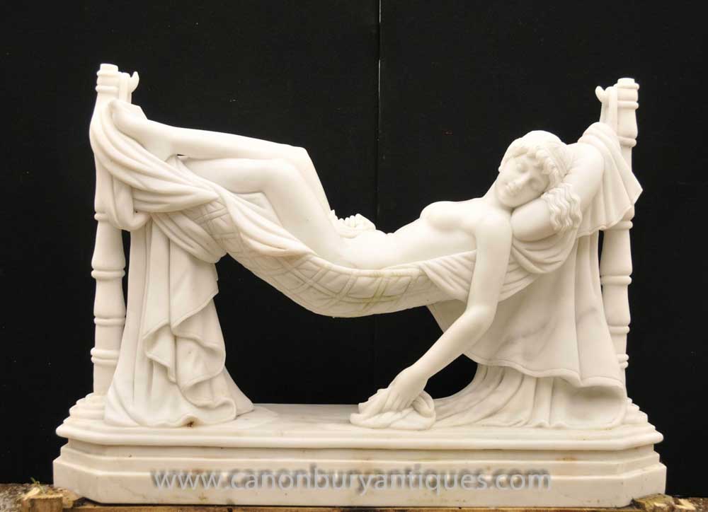  Italian Marble Statue Sleeping Beauty by Antonio Frilli