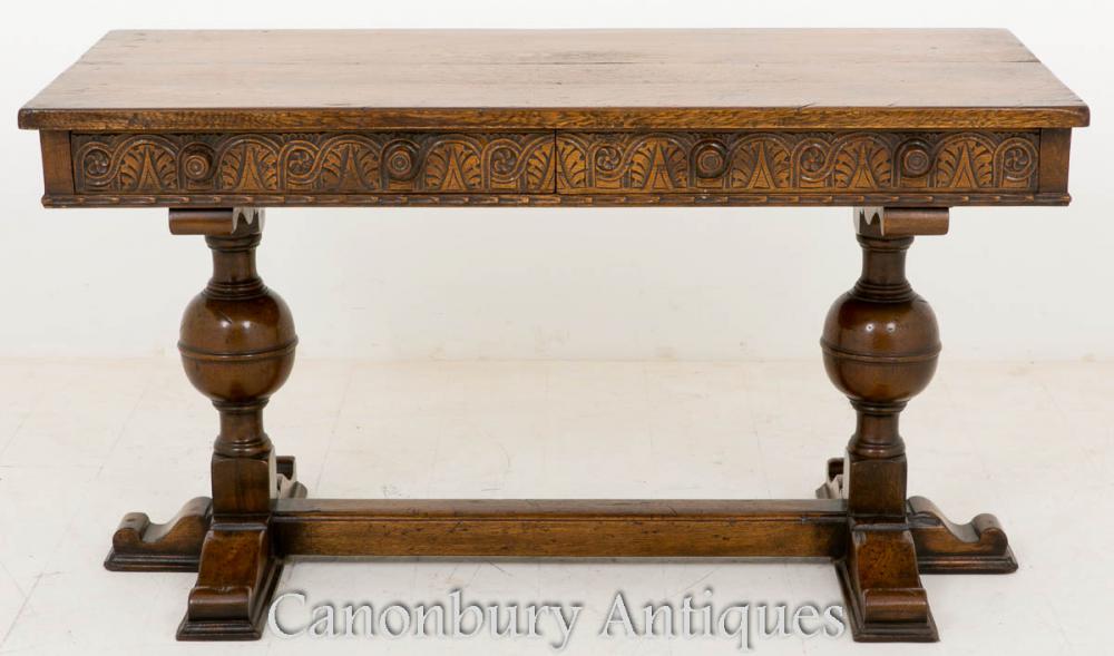 Jacobean Oak Carved Side Table Desk