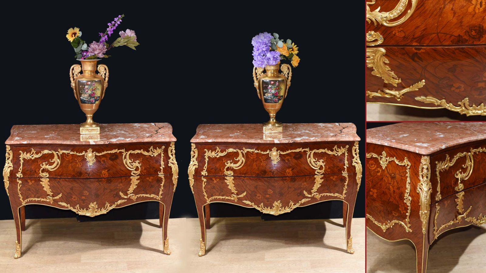 Pair Empire Commodes Chests of Drawers - Louis XVI Linke
