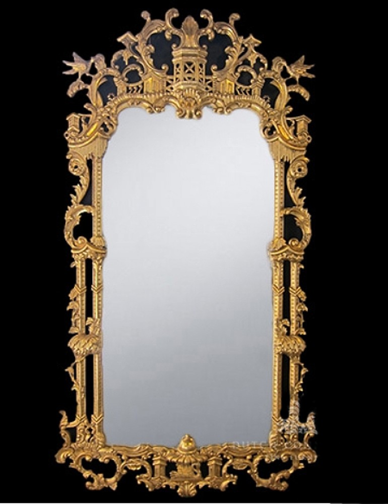 Large Chippendale Gilt Pier Mirror Glass Mirrors