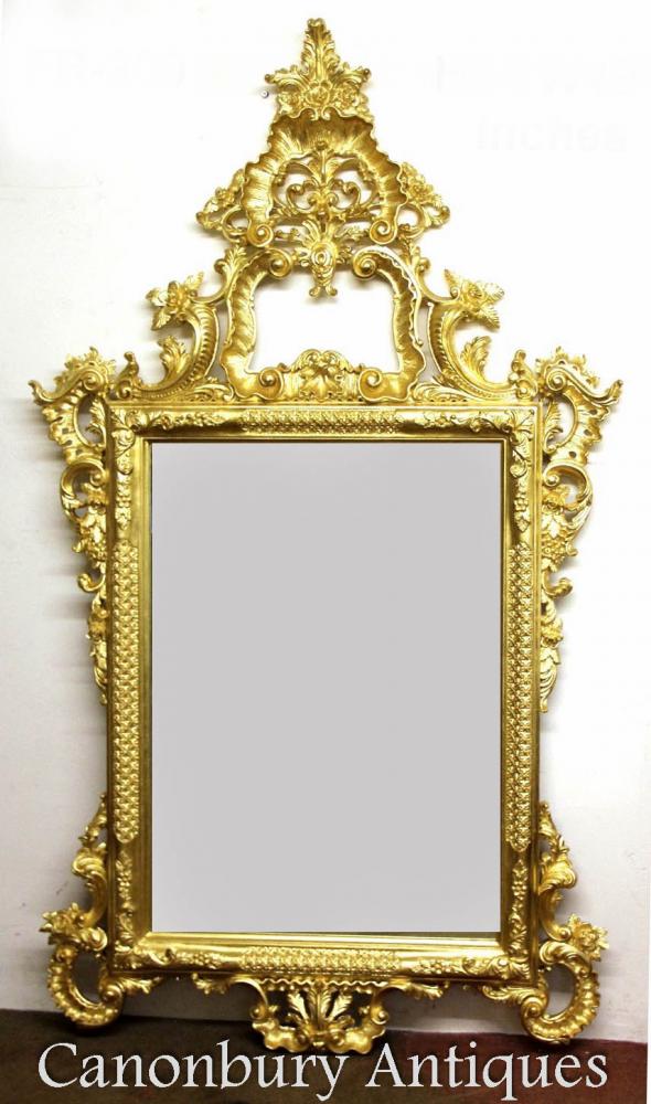 Large George II Gilt Pier Mirror Carved Frame Glass Mirrors