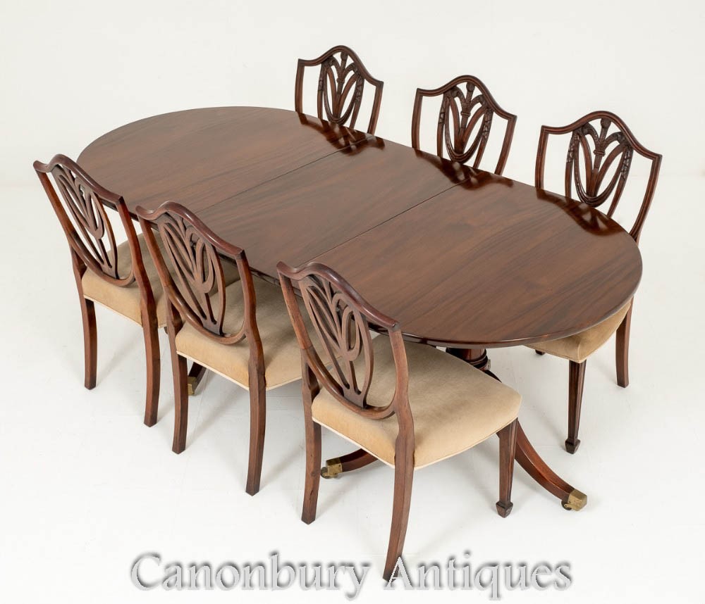Mahogany Regency Dining Table Set Prince of Wales Chairs