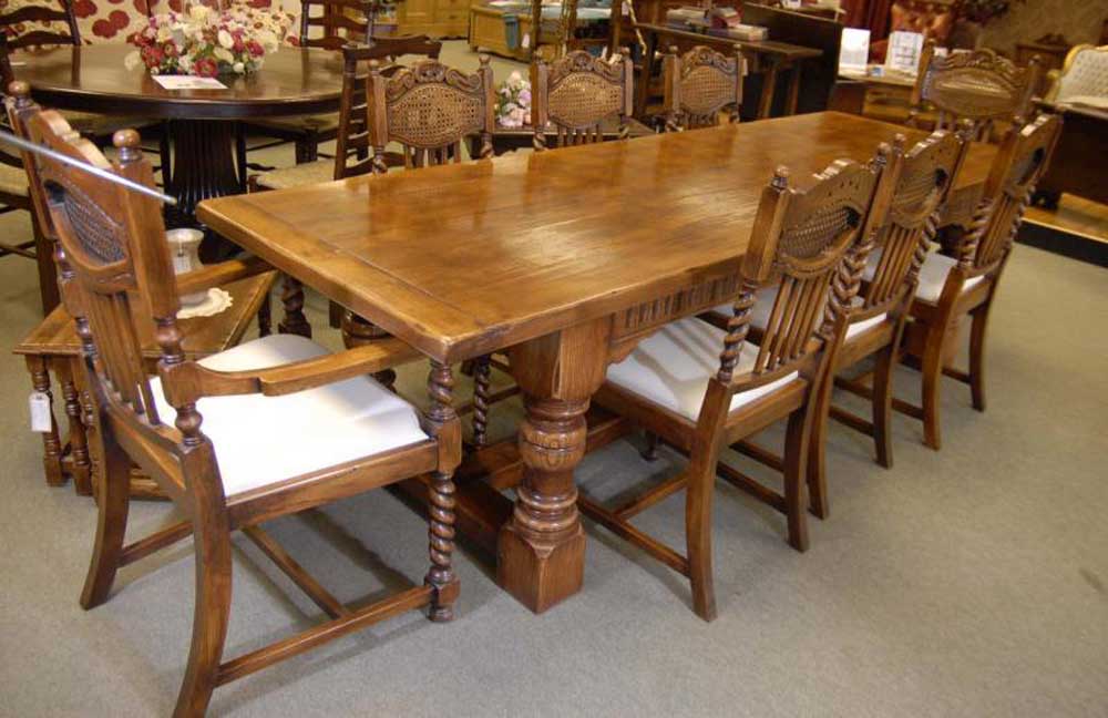 Oak Refectory Table Set William Mary Farmhouse Chairs Kitchen