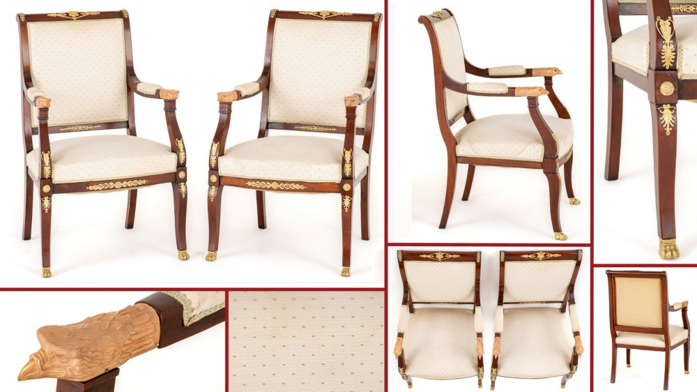 Pair Empire Armchairs French Chairs 1880
