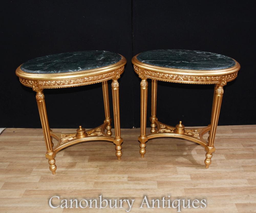 Pair French Empire Gilt Side Tables Occasional Table