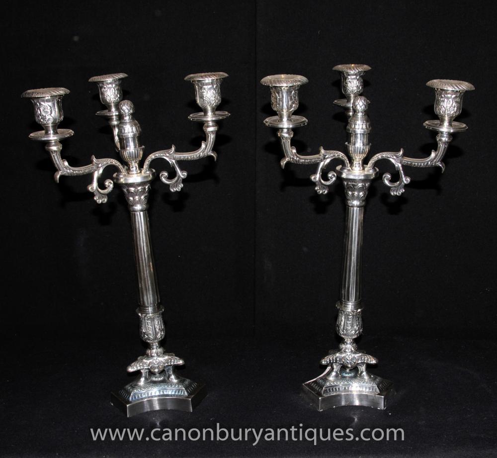 Pair Victorian Sheffield Silver Plate Candelabras Candles Paul Storr