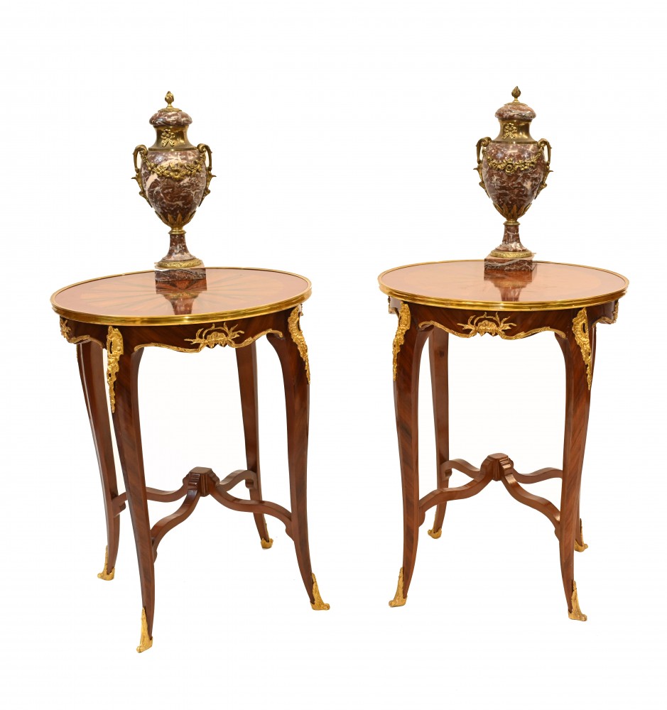 Pair Empire Side Tables Occasional Lamp French