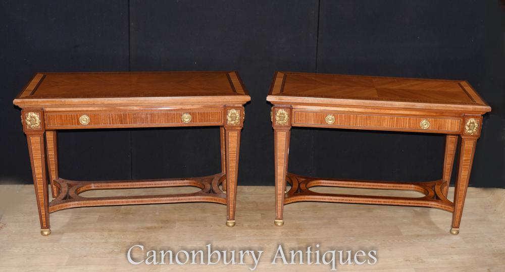 Pair French Empire console tables