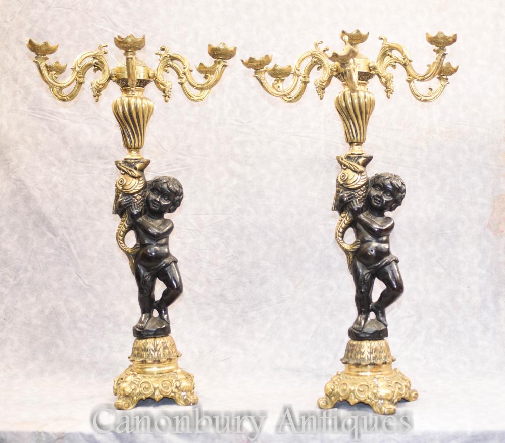 Pair French antique gilt candelabras