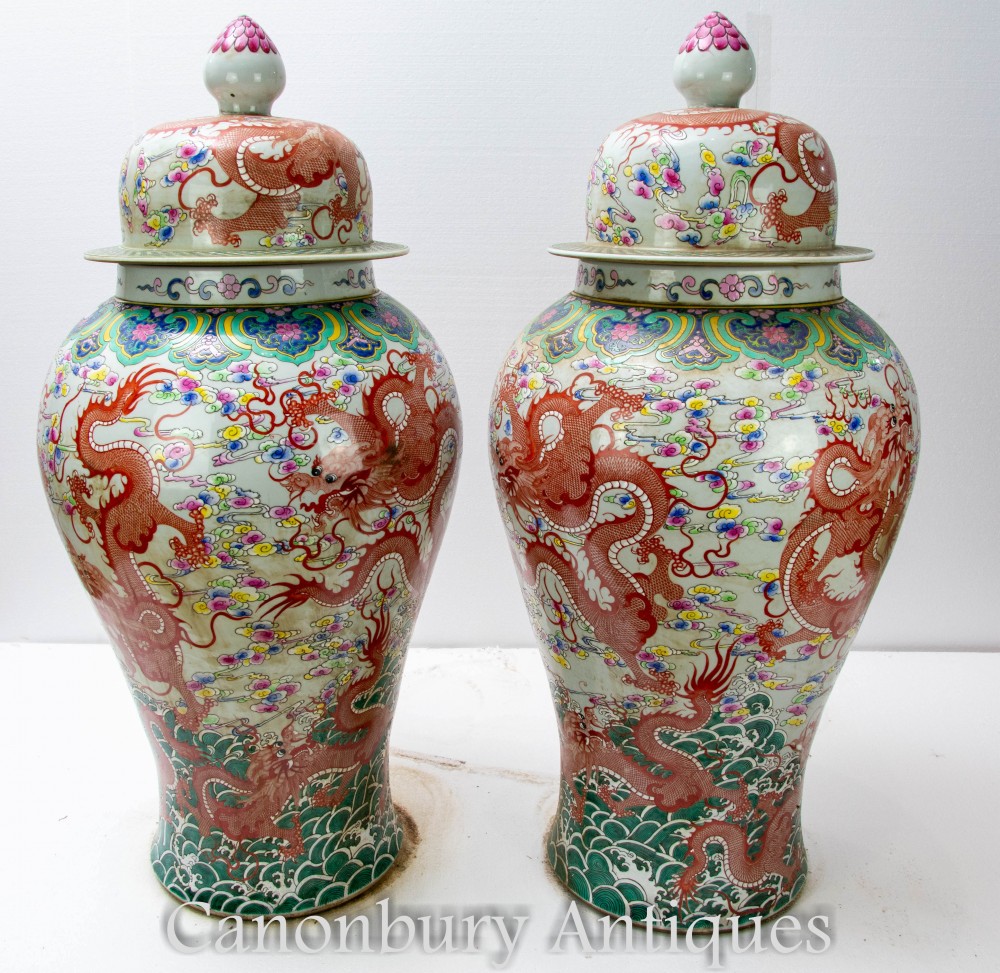 Pair large Qianlong porcelain ginger jars