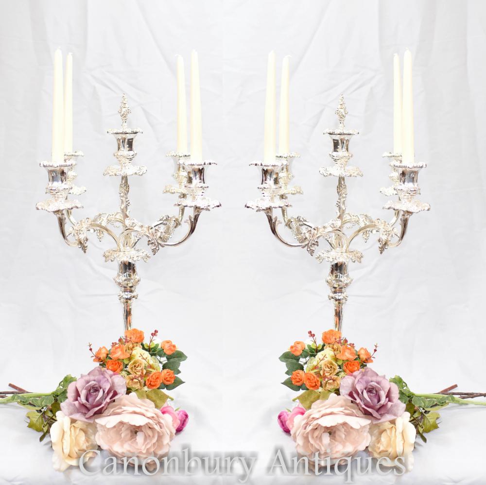 Gorgeous English silver plate candelabras