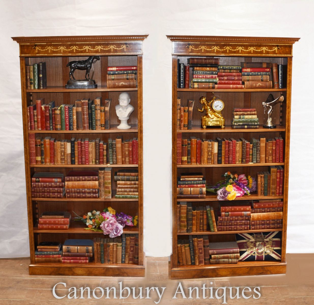 Pair Mahogany Regency open fronted bookcases
