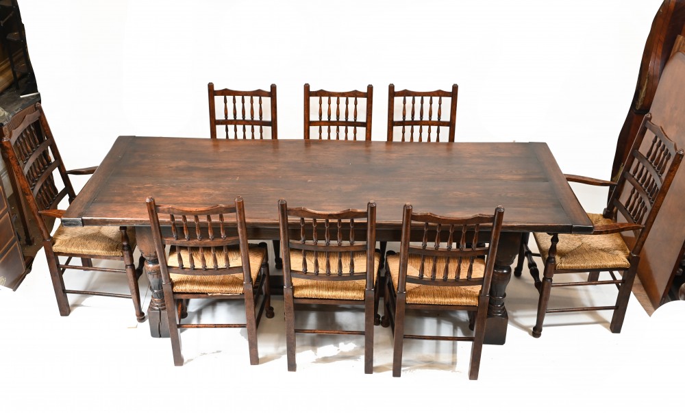Refectory Table Dining Set Spindleback Chairs Farmhouse Kitchen