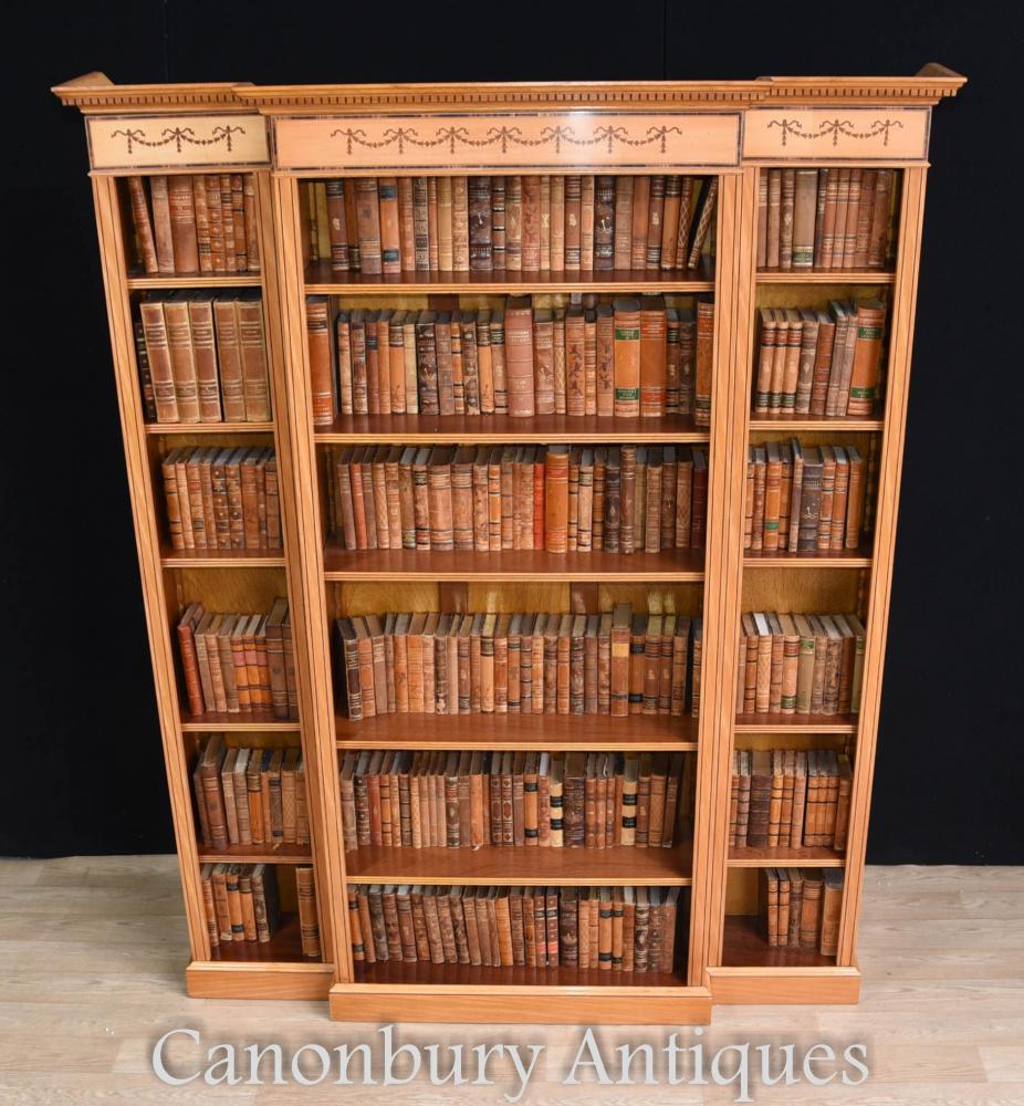 Regency open front bookcase in satinwood