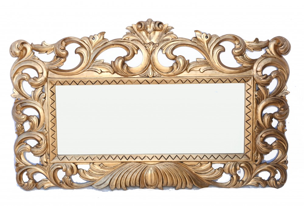 Rococo Mantle Mirror Carved Gilt Frame
