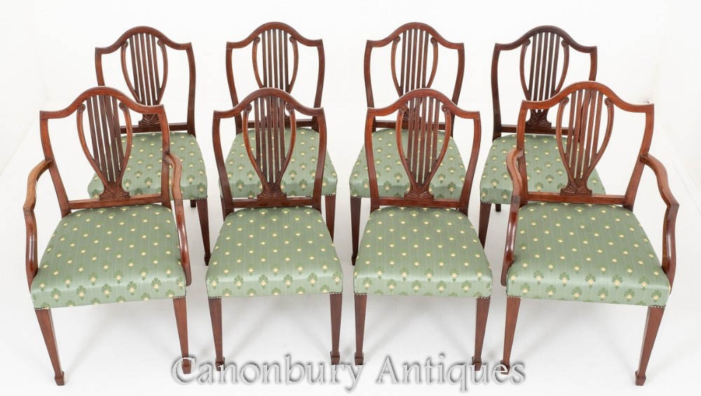 Set mahogany Hepplewhite dining chairs