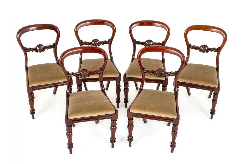 Set Victorian Dining Chairs Balloon Back 1860