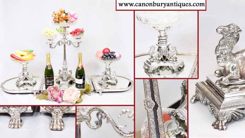 Silver Plate Centerpiece Display - Glass Dish Epergne Elkington