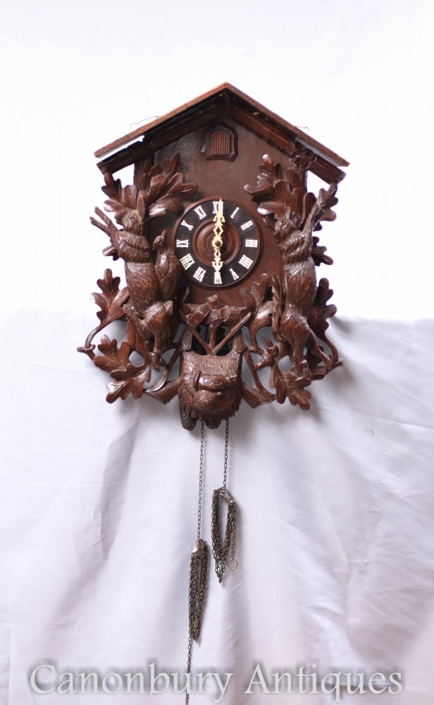 Swiss Cuckoo Clock Hand Carved Black Forest
