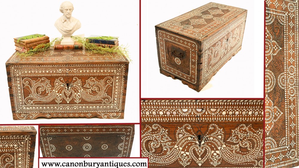 Syrian Inlaid Wedding Chest Dowry Box 1820 Islamic Furniture