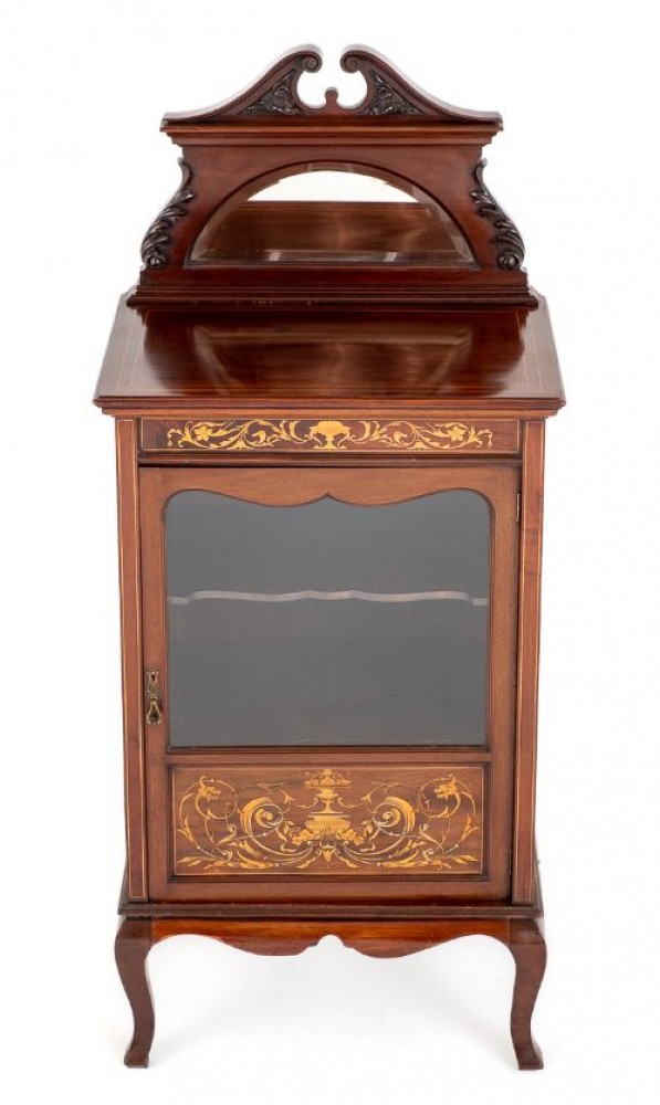 Victorian Side Cabinet Antique Mahogany Inlay 1880