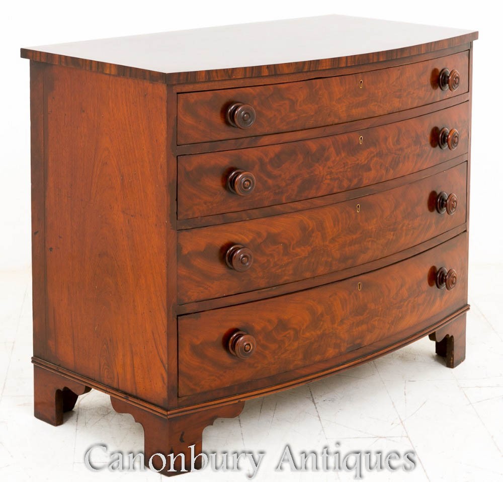 Victorian Chest Drawers - Bow Front Mahogany 1850