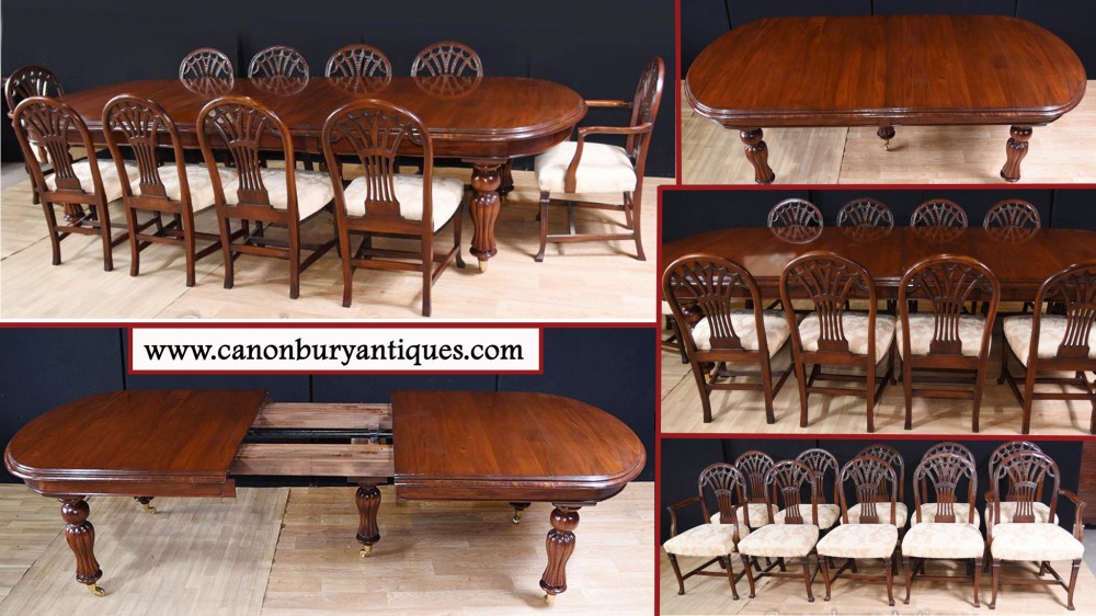 Victorian Dining Table and Set Hepplewhite Chairs Mahogany Set