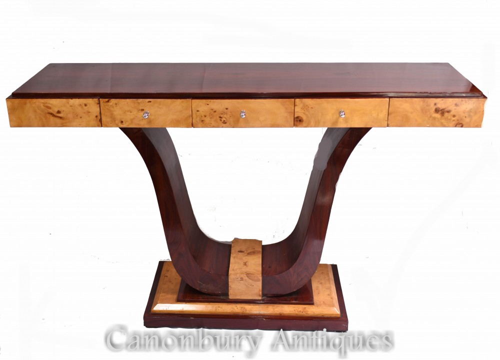 Wide Art Deco Console Table - Vintage Hall Interiors