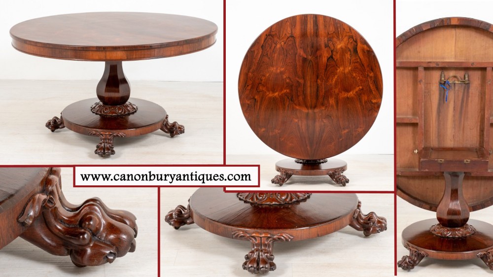 William IV Centre Table Round Dining Rosewood Tables