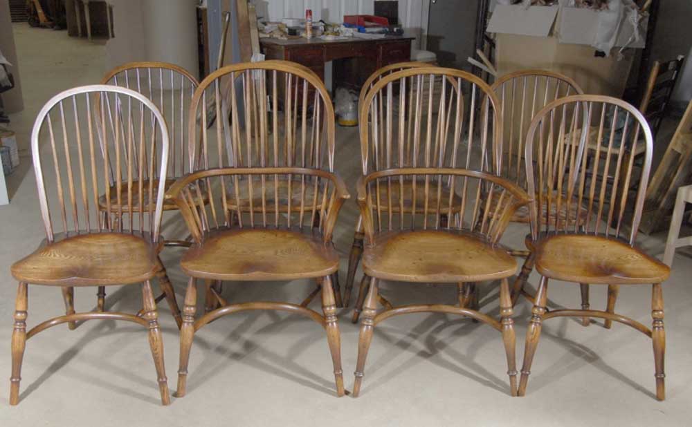 Windsor Dining Chairs - Set 8 Oak Kitchen Diners
