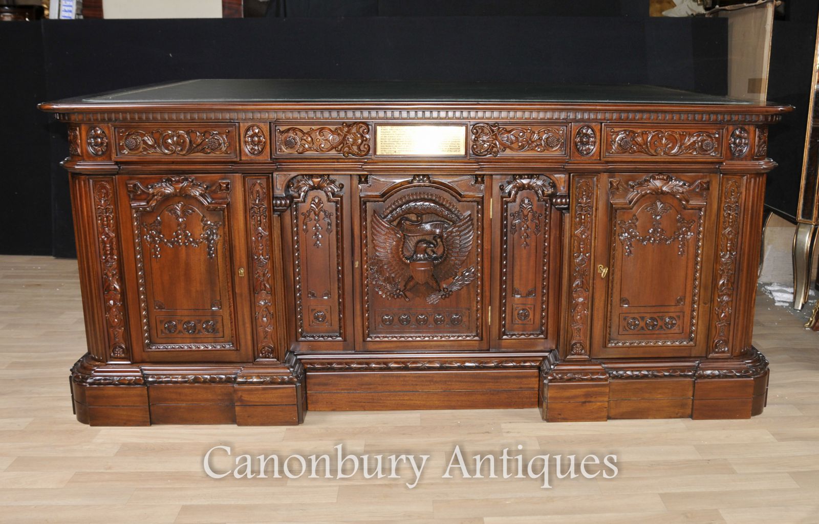Look at the wonderful carving on this mahogany Presidents desk