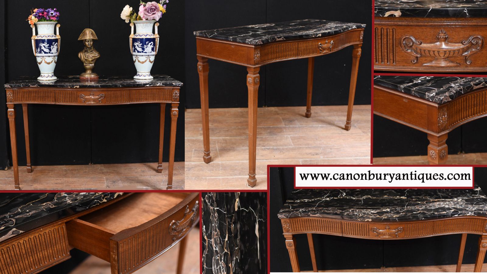 Adams console table with bow front