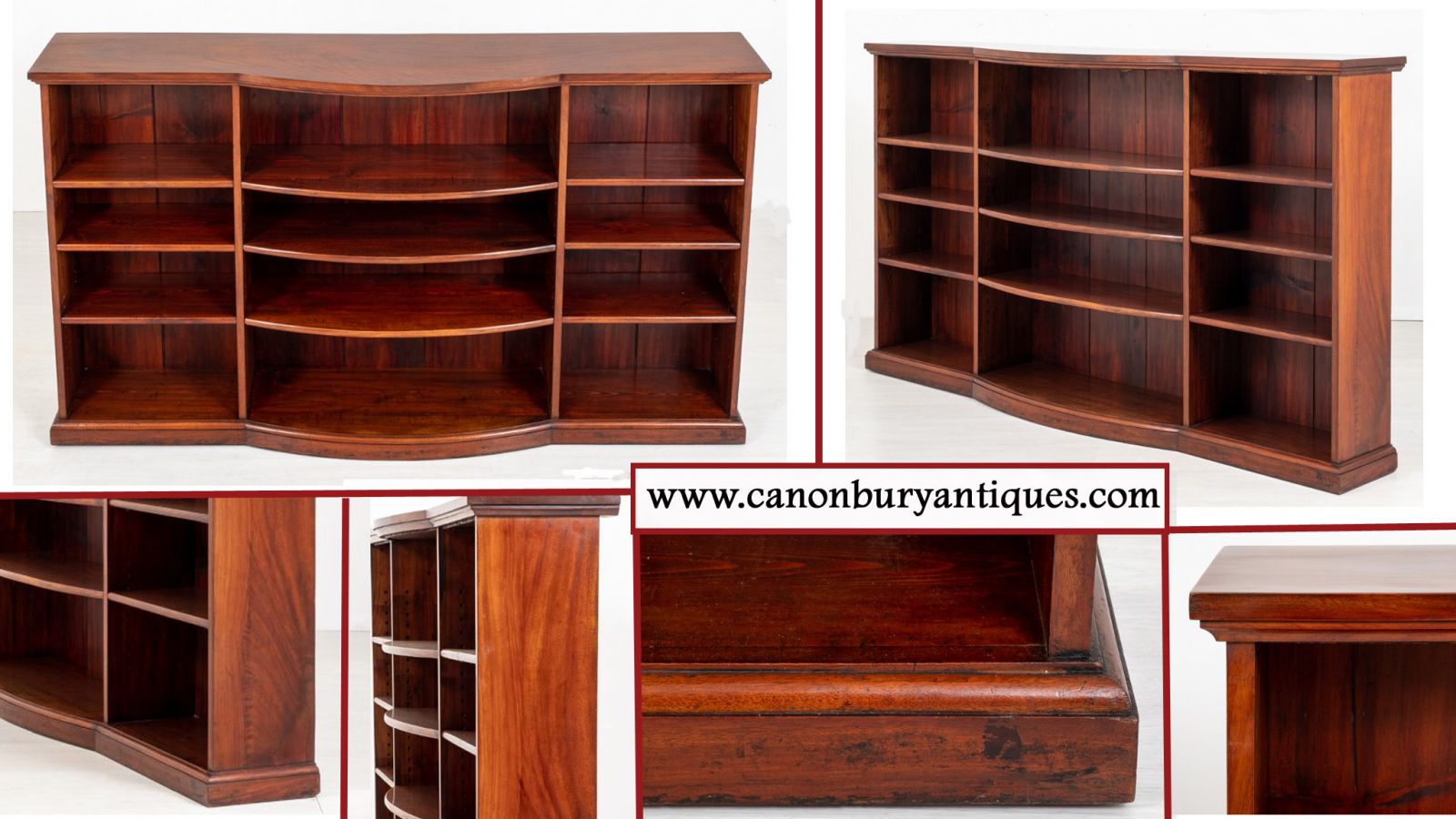 Victorian open bookcase in mahogany 