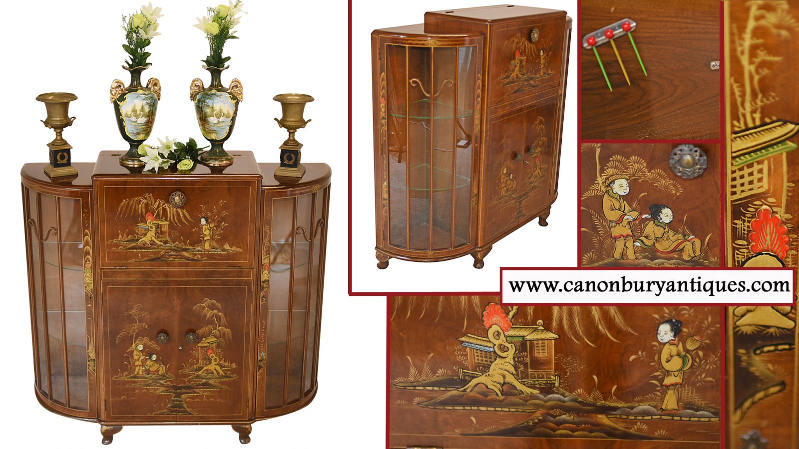 Period 1920s Cocktail Cabinet with Chinoiserie