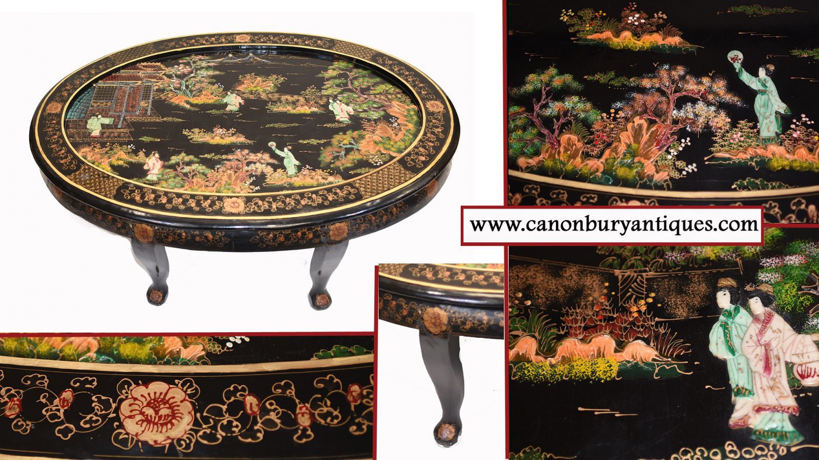 Chinese Lacquer Coffee Table Ebonized Chinoiserie